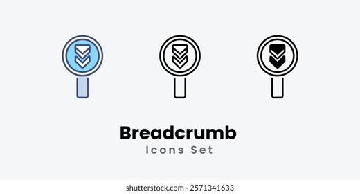 Breadcrumb Icons thin line and glyph vector icon stock illustration