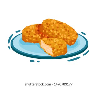 Breaded chicken meatballs. Vector illustration on a white background. svg
