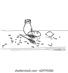 bread-elements-line-art-vector