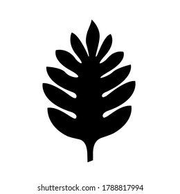 Breadfruit-Palmenblatt mit schwarzer Silhouette. Vektorsymbol