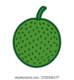 Breadfruit icon, a large, starchy tropical fruit, simple green with textured skin pattern.