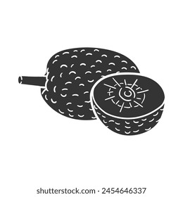 Breadfruit Icon Silhouette Illustration. Tropical Fruits Vector Graphic Pictogram Symbol Clip Art. Doodle Sketch Black Sign.