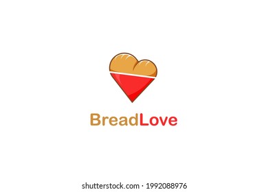 BreadLove logo concept. suitable for bakery logo brand. bread shop , food store.