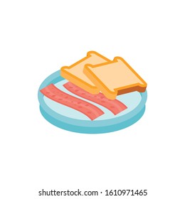 breads and bacon design, Breakfast food meal fresh product natural store and cooking theme Vector illustration