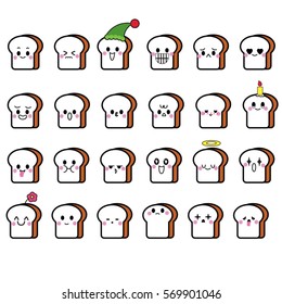 Breads emoji set vector