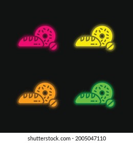 Breads four color glowing neon vector icon