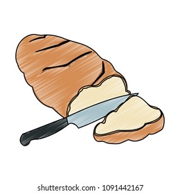 Breads with rolling pin and oven gloves scribble