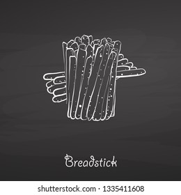 Breadstick food sketch chalkboard  Vector drawing Dry bread  usually known in Italy  Food illustration series 