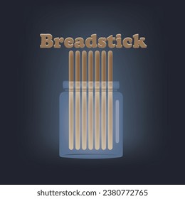 Breadsticks in a glass jar. Vector illustration