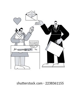 Ilustración vectorial de concepto abstracto de ganadora de lectura. Gane dinero, trabaje desde casa, empresario, madre trabajadora, la familia necesita apoyo, trabajo independiente, metáfora abstracta de esposa casera.