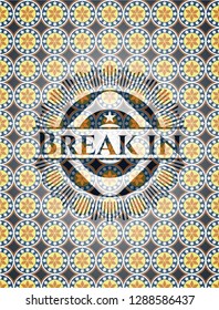 Break in arabic style emblem. Arabesque decoration.