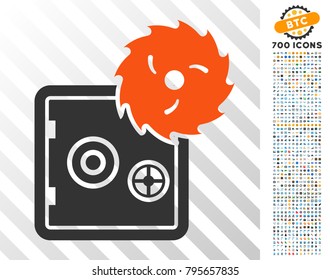 Break Banking Safe pictograph with 700 bonus bitcoin mining and blockchain pictographs. Vector illustration style is flat iconic symbols design for blockchain websites.