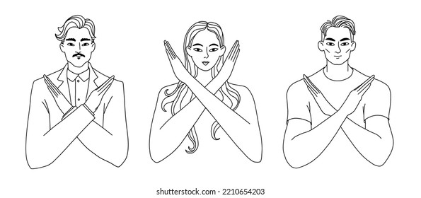 Break the bias. Every person deserves the same rights and freedoms. Vector illustration of people against discrimination and prejudice isolated on white background.