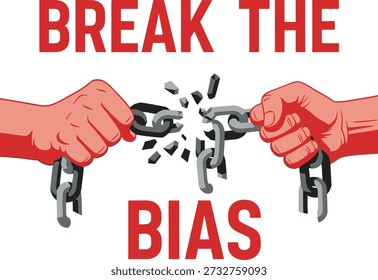 Break The Bias ofrece Ilustración vectorial de diseño tipográfico para la igualdad de empoderamiento de las mujeres y la campaña de justicia social sobre fondo transparente.