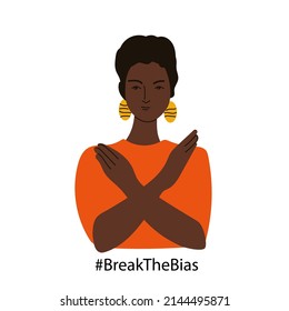 Break the bias, woman day. Flat vector illustration