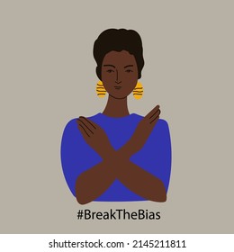 Break the bias, woman day. Flat vector illustration