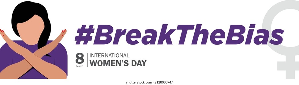 Break The Bias women's day 2022 concept Banner. Celebrate women's achievement. Raise awareness against bias. International women's day colorful banner background.