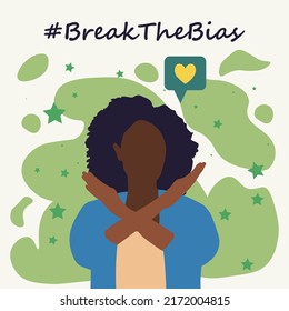 Break The Bias women's day 2022 concept. Celebrate women's achievement. Raise awareness against bias. Take action for equality.