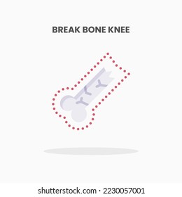 Rompe el icono de la rodilla ósea. Ilustración vectorial sobre fondo blanco. Se puede usar para web, app, producto digital, presentación, interfaz de usuario y muchos más.