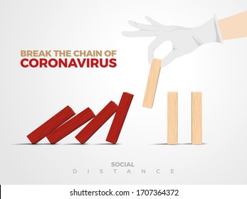 Break the Chain of Corona Virus, Covid 19-2020. building society   example for corona virus disease vector background for social distancing awareness.for social media, Ad, Flyer, Poster and Banner.