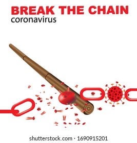 Break the chain of Covid 19 isolated on   white  background. Banner and Poster Concept