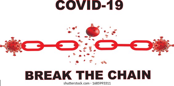 Break the chain of Covid 19-2020 isolated on  white background. Banner and Poster Concept
