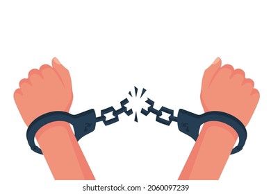 Break Chain Handcuffs Symbol Freedom Breaking Stock Vector (Royalty ...