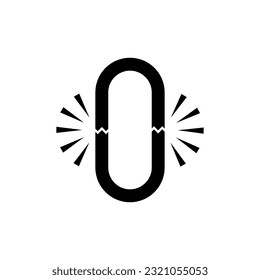 Break Chain Icon. Broken, Disconnect Symbol.