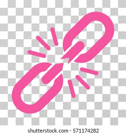 Break Chain Link icon. Vector illustration style is flat iconic symbol, pink color, transparent background. Designed for web and software interfaces.
