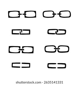 Conjunto de iconos de línea de Enlace de cadena de ruptura. La línea de desconexión débil rompió la colección de desenlace. Ilustración vectorial