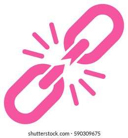 Break Chain Link vector icon. Flat pink symbol. Pictogram is isolated on a white background. Designed for web and software interfaces.