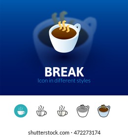 Break color icon, vector symbol in flat, outline and isometric style isolated on blur background