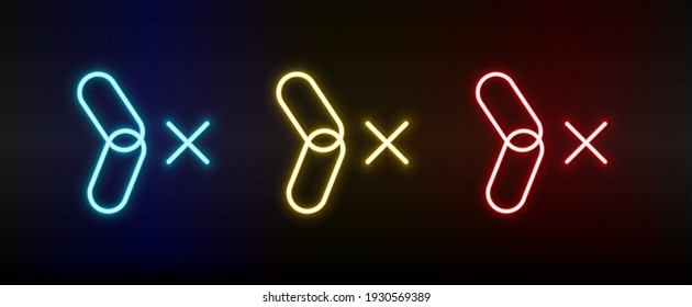 Pause, Verbindung, Link Neon Symbol Set. Satz von rotem, blauem, gelbem NeonVektorsymbol
