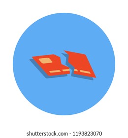 break a credit card colored icon in badge style. One of Banking collection icon can be used for UI, UX