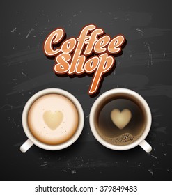 break. cup on white wooden vector background. coffee and latte