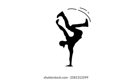 Break Dance emblem, black isolated silhouette