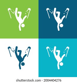 Break Dance Flat four color minimal icon set