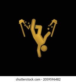 Break Dance gold plated metalic icon or logo vector