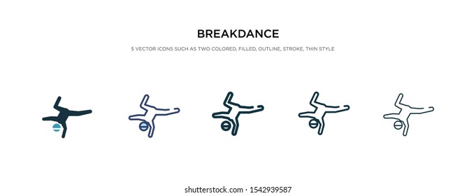 break dance icon in different style vector illustration. two colored and black break dance vector icons designed in filled, outline, line and stroke style can be used for web, mobile, ui