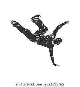 Break Dance Icon Silhouette Illustration. Brazilian Dance Vector Graphic Pictogram Symbol Clip Art. Doodle Sketch Black Sign.