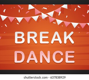 Break Dance on red background with triangle flags for Mobile