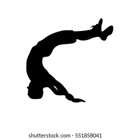 Break Dance silhouette isolated on white background. Vector illustration of break dancer man.