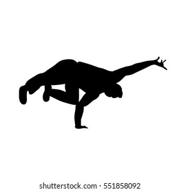 Break Dance silhouette isolated on white background. Vector illustration of break dancer man.