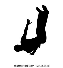 Break Dance silhouette isolated on white background. Vector illustration of break dancer man.