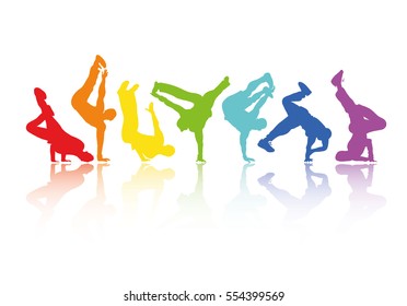 Break Dance silhouette isolated on white background. Vector illustration of break dancer man.