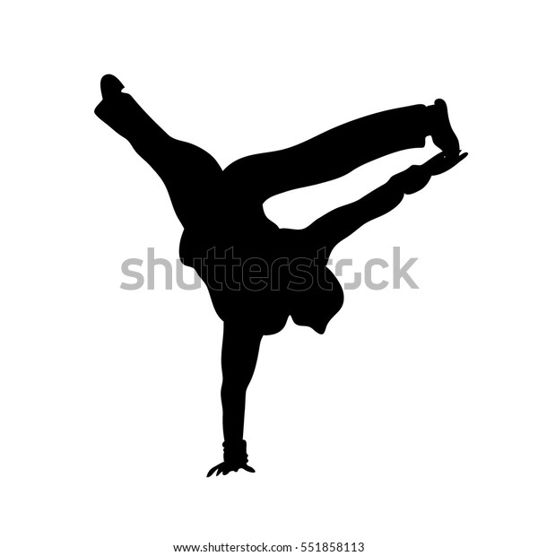 白い背景にブレークダンスのシルエット ブレイクダンサーの男性のベクターイラスト のベクター画像素材 ロイヤリティフリー