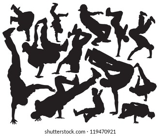 Break Dance Vector Silhouettes