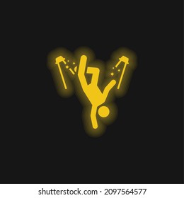 Break Dance yellow glowing neon icon
