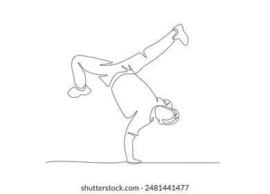 Break dancer. Break dancing concept one-line drawing