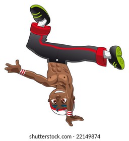 Break Dancer. Funny cartoon and vector character.